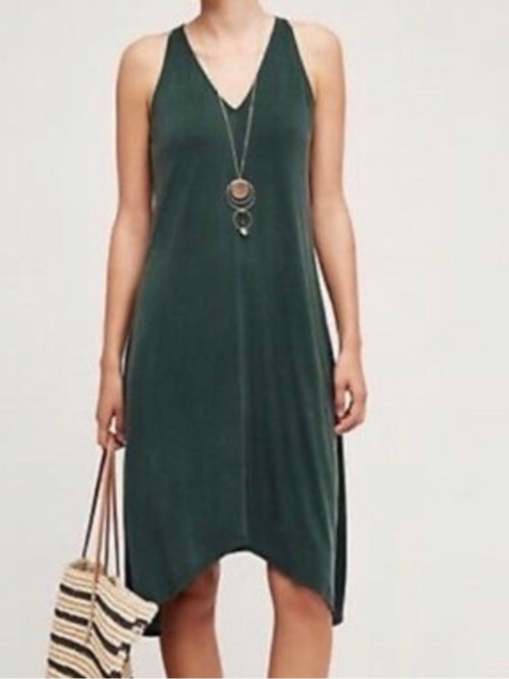 dolan Forest Green High-Low V-Neck Dress